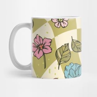 Vintage Floral Sage Plaid Mug